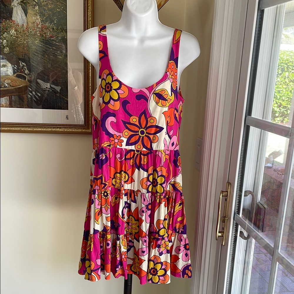 Mister Zimi Pink and Orange Mod Print Mini Dress Size 8 Excellent Condition!